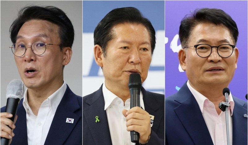 김민석·정청래 후보(사진=연합뉴스)