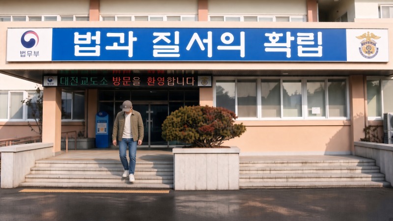 권수진 한국형사·법무정책연구원 연구위원의 〈교정연구〉(2026) 논문에 따르면, 매년 5만 명 이상이 교정시설에서 출소하지만 사회복귀 교육은 출소 약 2개월 전 15시간에 그치고 출소자 5명 중 1명 이상이 3년 안에 재복역하는 것으로 나타났다. 연구진은 출소 직전에 집중된 지원만으로는 사회정착을 돕기 어렵다며 입소 초기부터 개인별 사회복귀 계획을 세우는 통합 지원 체계 마련이 시급하다고 강조했다. / 이미지 디자인=로이슈 AI 디자인팀(*본 이미지는 대전교도소 청사전경을 바탕으로 이해를 돕기 위해 AI로 생성한 것입니다.)