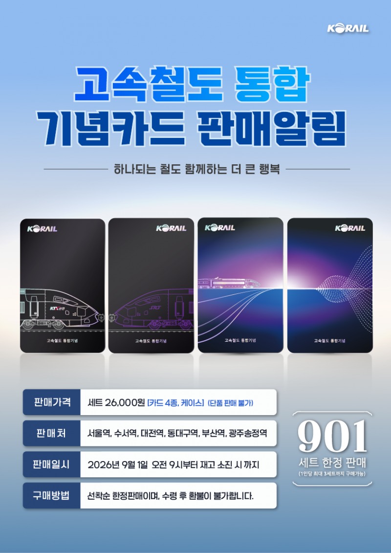 고속철도 통합 기념 레일플러스 교통카드 판매 포스터.(사진=코레일)