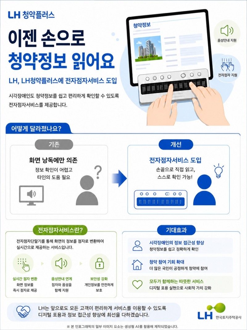LH 청약플러스 전자점자서비스 제공 인포그래픽
