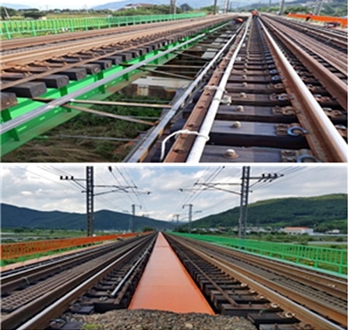 교측보도 안전시설 설치 전 후 모습.(사진제공=코레일부경본부)