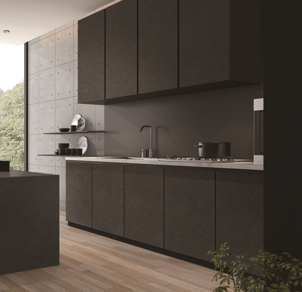 LG하우시스의 세라믹 패턴 가구용 필름 'S-Texture(에스-텍스쳐)'가 적용된 주방가구(싱크대) 모습.(사진=LG하우시스)