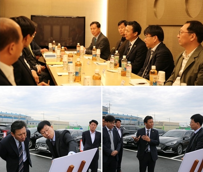 현대모비스 등 유턴기업 현장을 둘러보고 간담회를 갖고 있다.(사진제공=울산세관)