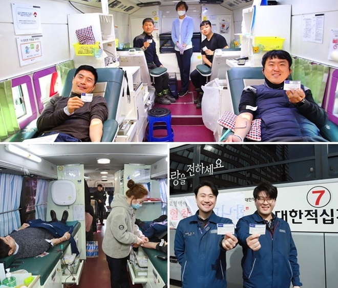 현대중공업이 혈액 수급 위기 해소를 위해 19일부터 사흘간 사내에서 임직원 단체헌혈을 하고 있다. (사진제공=현대중공업)