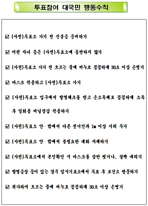 투표참여 대국민 행동수칙.(제공=부산시)