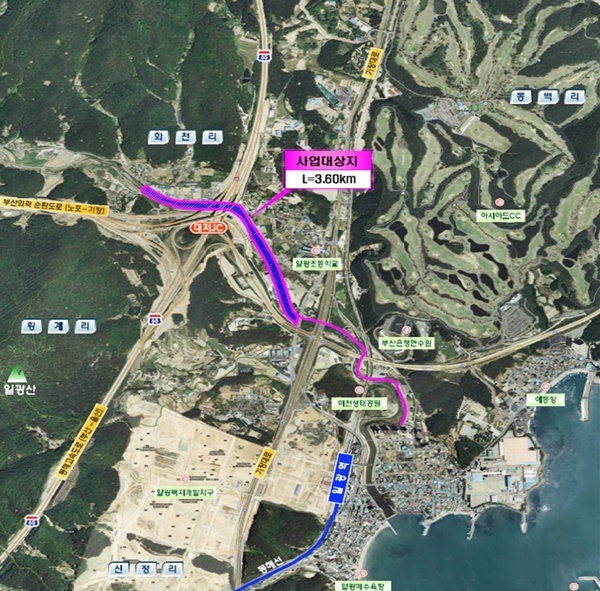일광천 산책로 조성공사 위치도.(제공=부산기장군)