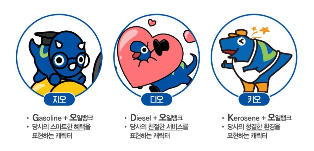 공룡 캐릭터 3종.(사진=현대오일뱅크)