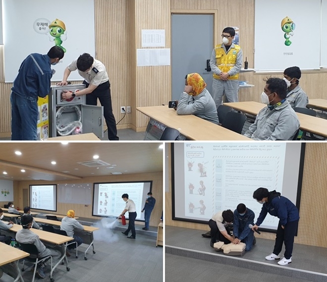 외국인근로자 대상 소방안전교육.(사진제공=울산시)