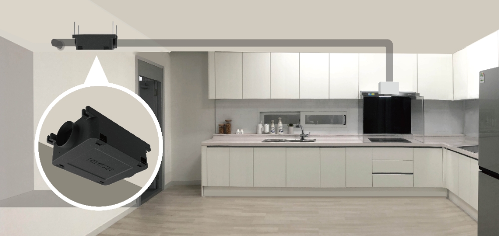 저소음 고성능 팬 분리형 렌지후드 설치이미지.(사진=대림산업)