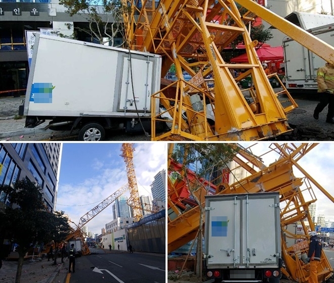 타워크레인 사고현장.(사진제공=부산경찰청)