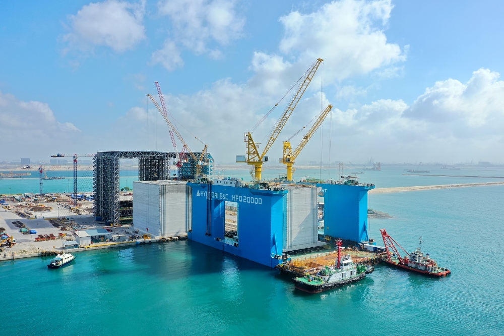 투아스 핑거3 매립공사 전경.(사진=현대건설)