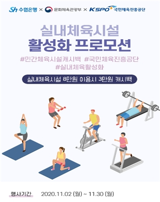 수협카드, 실내민간체육시설 캐시백 행사 실시