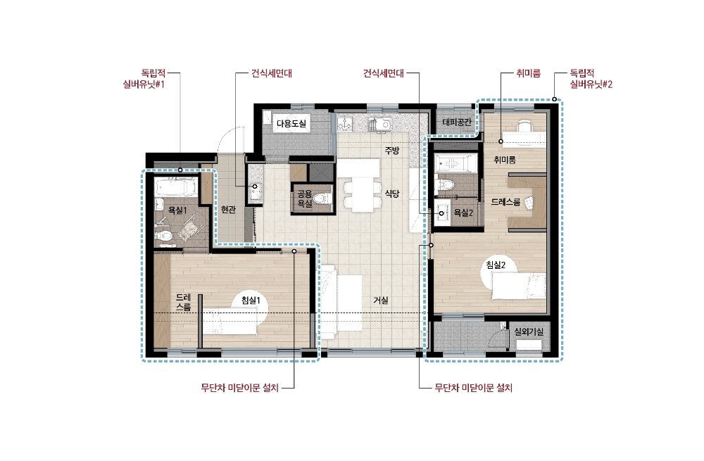 원룸원배쓰 평면.(사진=롯데건설)