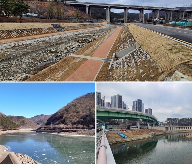 (사진위부터 시계방향) 송정천, 일광천, 병산저수지 전경.(사진제공=부산 기장군)
