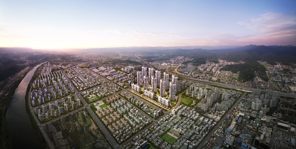 대구 안심 파라곤 프레스티지 항공조감도.(사진=동양건설산업)