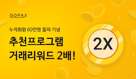 고팍스, 가입자 60만명 돌파 기념 감사 이벤트 실시