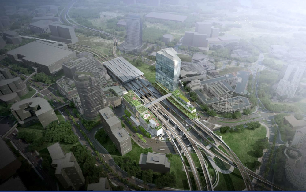 주롱 동부 지역 통합교통허브 조감도.(사진=롯데건설)