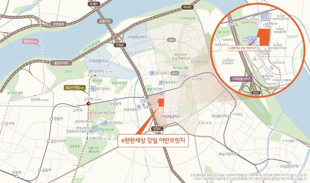 e편한세상 강일 어반브릿지 위치도.(사진=DL이앤씨)