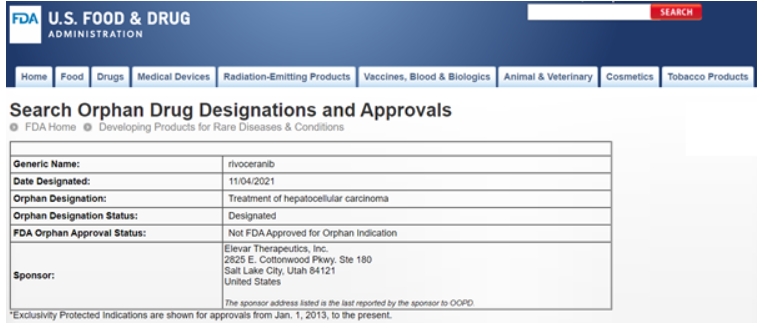 에이치엘비 ‘리보세라닙’, 미국 FDA 간암 치료 희귀의약품 지정