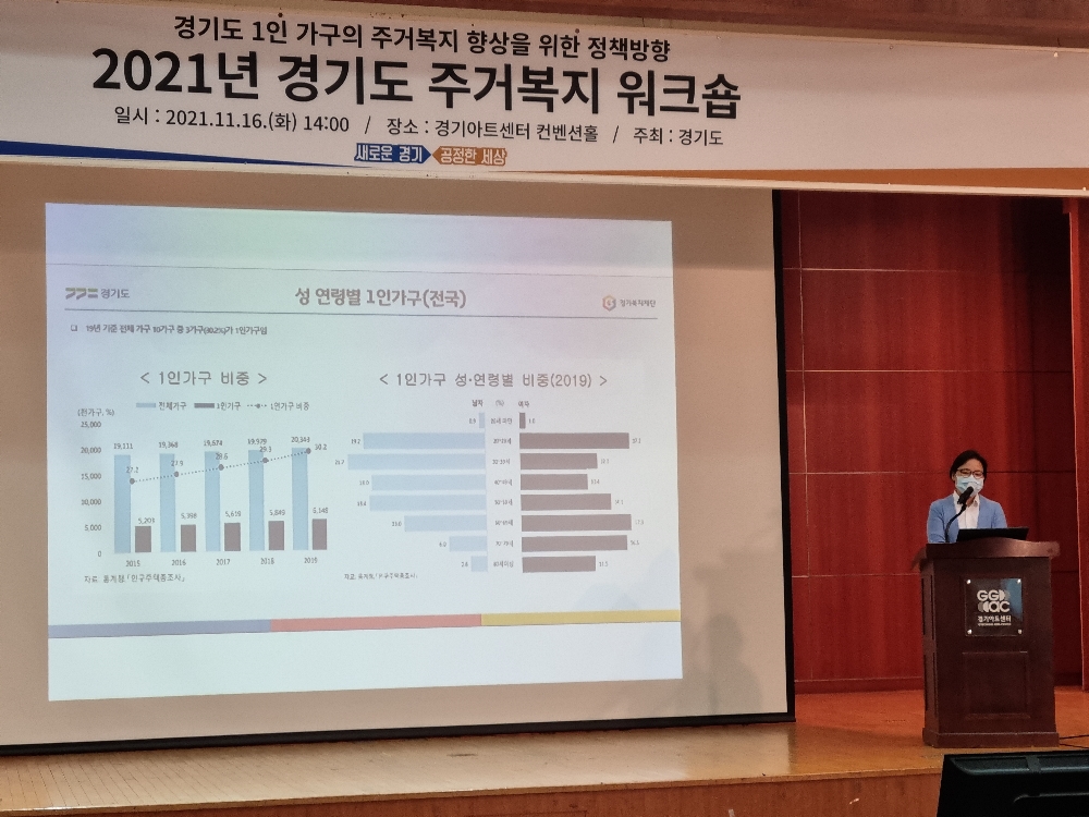 2021년 경기도 주거복지 워크숍을 진행하고 있다.