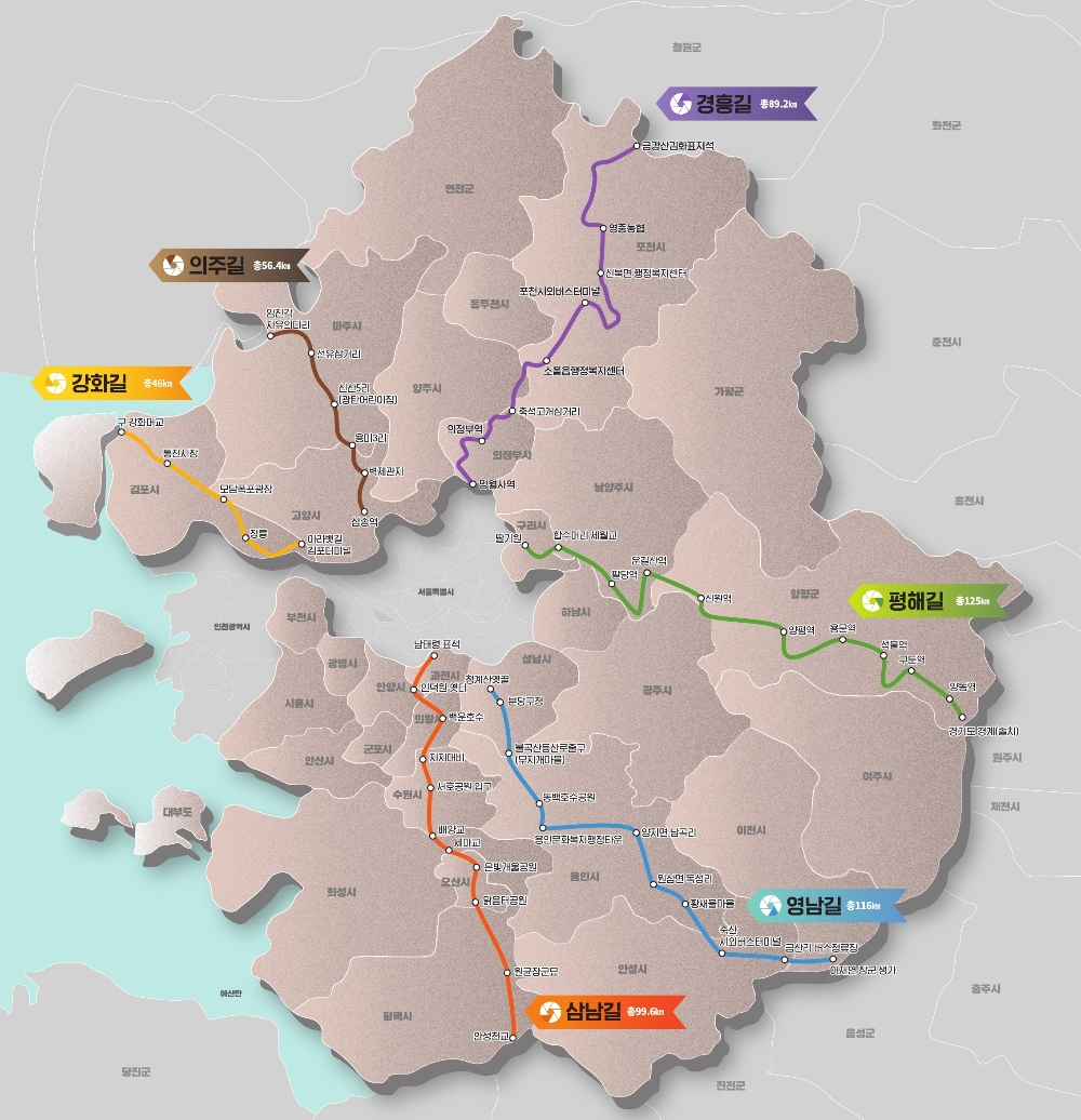 경기옛길 6대로현황지도