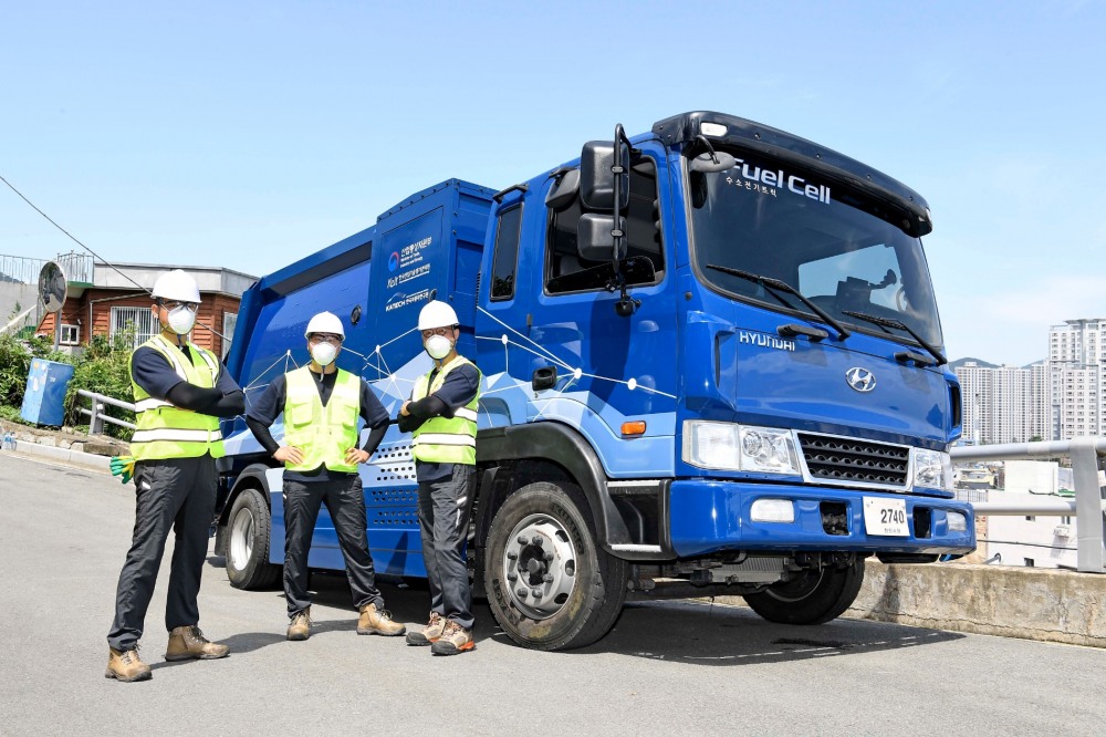 현대자동차그룹이 세계 최초로 개발한 수소청소트럭.(사진=현대자동차그룹)