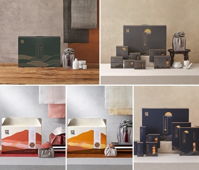 (사진위부터 시계방향) 삼진프리미엄세트/이금복명품세트특호/이금복명품세트/1953세트1호/1953세트2호.(사진제공=삼진식품)