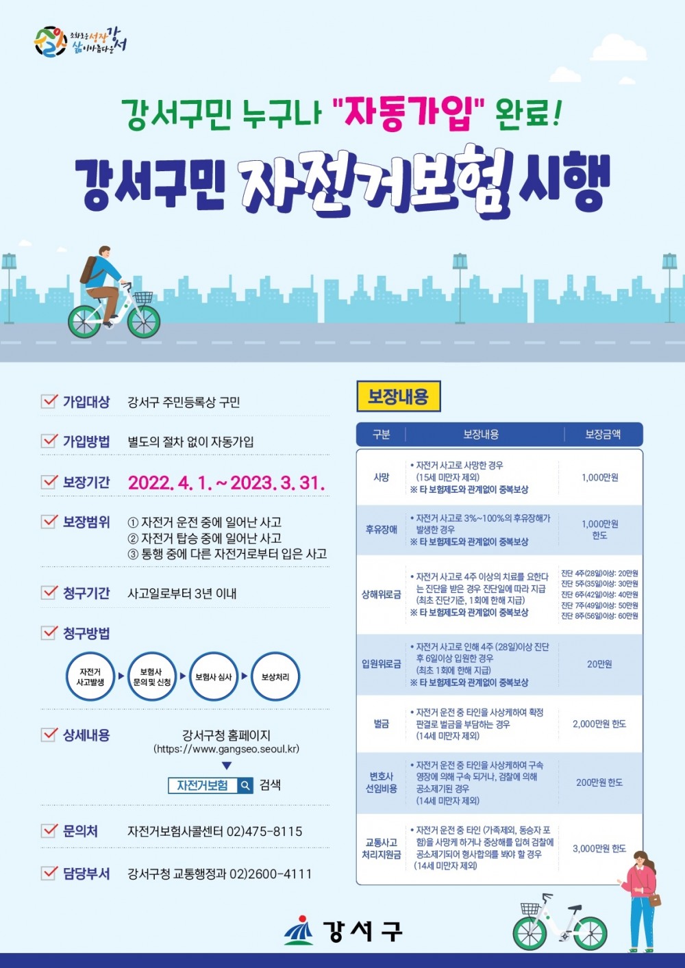 강서구, ‘강서구민 자전거보험’ 시행