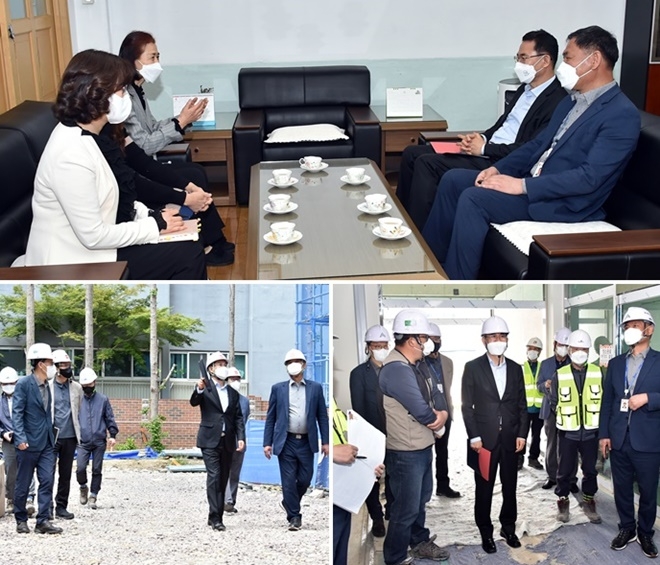 오승현 부산시교육감 권한대행이 2일 기장중 및 해운대초 점검 모습.(사진제공=부산교육청)