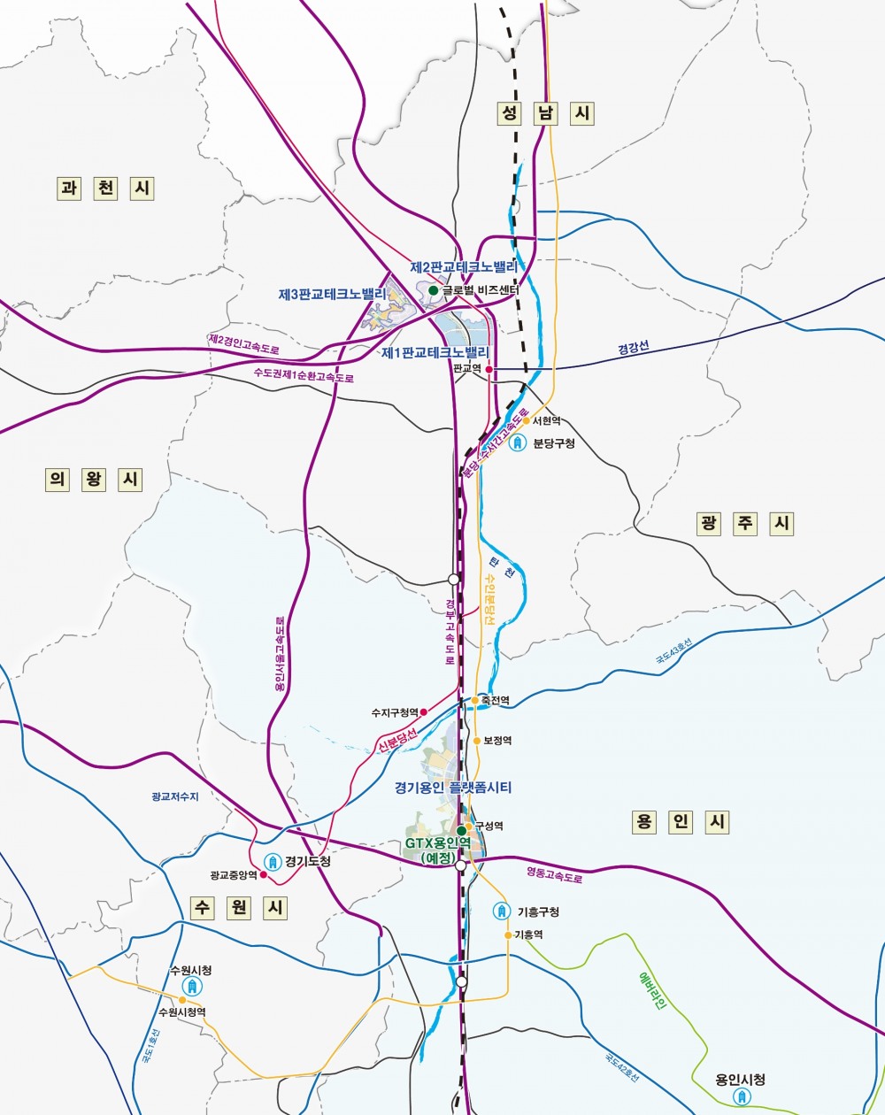 제3판교TV, 경기용인플랫폼시티, 글로벌비즈센터 위치도