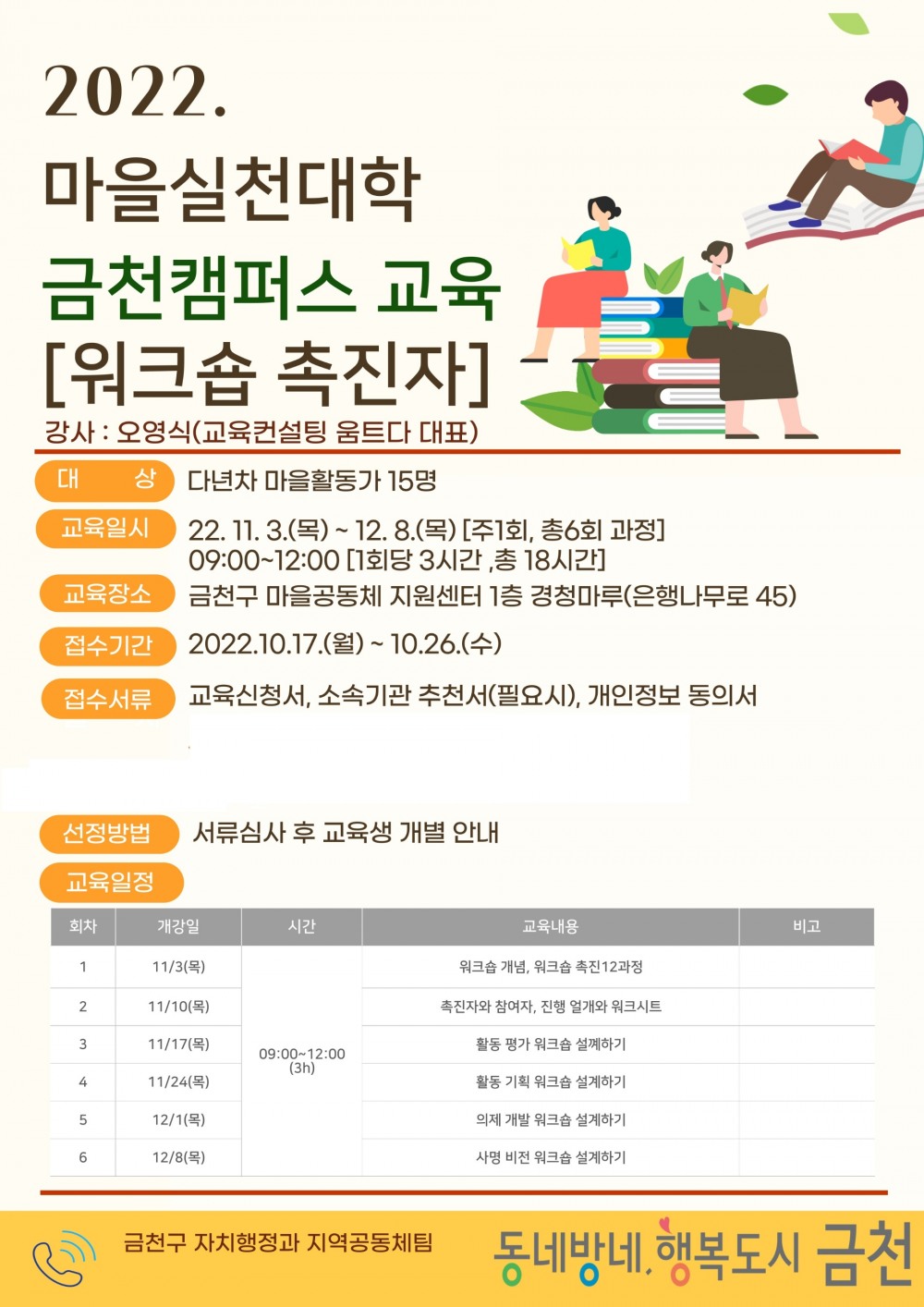 금천구, 마을자치실천대학 ‘워크숍 촉진자’ 전문과정 진행