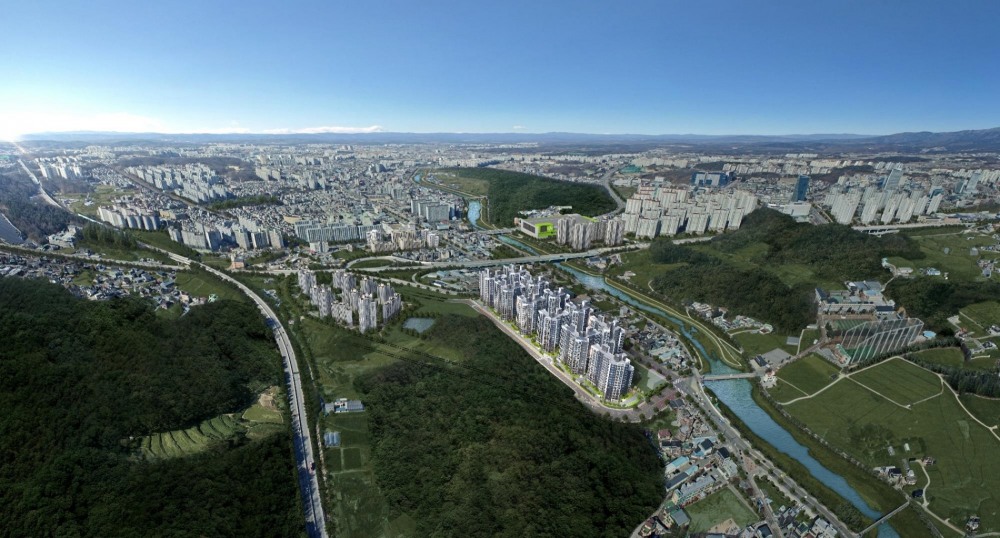 원주 동문 디 이스트 항공조감도.(사진=동문건설)