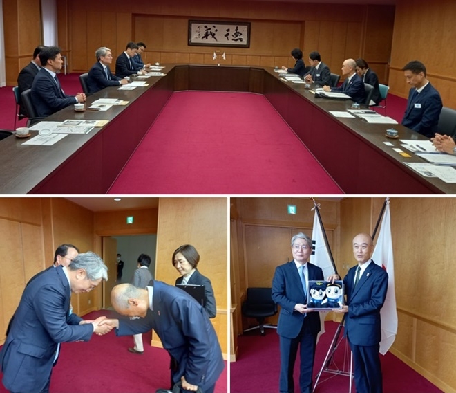 우철문 부산경찰청장과 무카이야마 요시히로 오사카 경찰본부장(두사람 사진우측).(사진제공=부산경찰청)