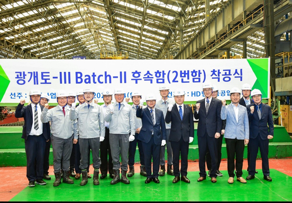 HD현대중공업은 4일 울산 본사 가공소조립공장에서 차세대 이지스 구축함 2번함 착공식을 가졌다.(사진=HD현대중공업)