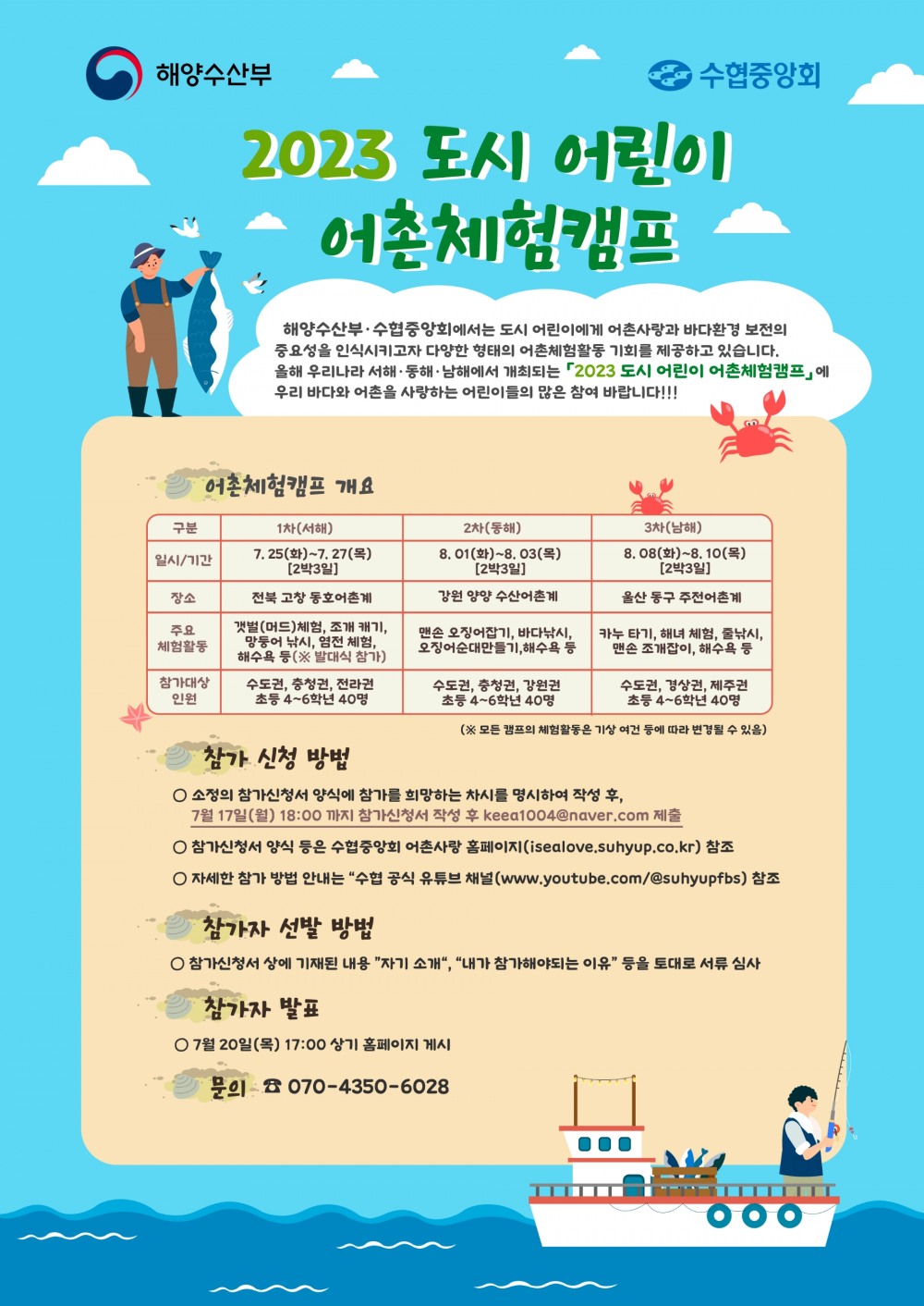 수협중앙회, ‘2023년 도시 어린이 어촌체험 캠프’참가자 모집