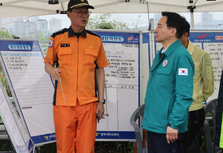 원희룡 국토교통부 장관이 16일 충북 청주시 오송읍 궁평2지하차도 인명 피해 현장을 방문했다. 사진=연합뉴스