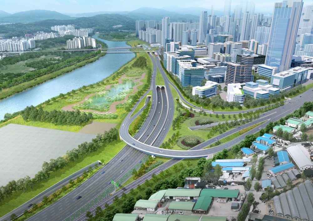 국내 최초 상하 분리 입체지하도로 조감도.(사진=현대건설)