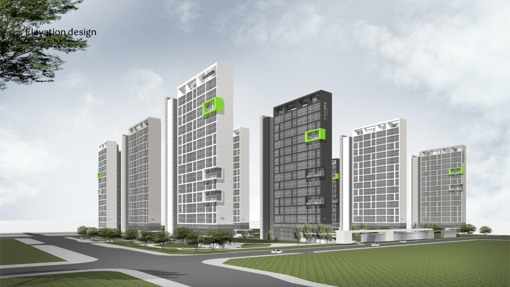 2023년 한신공영이 저작권 등록 완료한 한신더휴 전체 입면 디자인 투시도.(사진=한신공영)