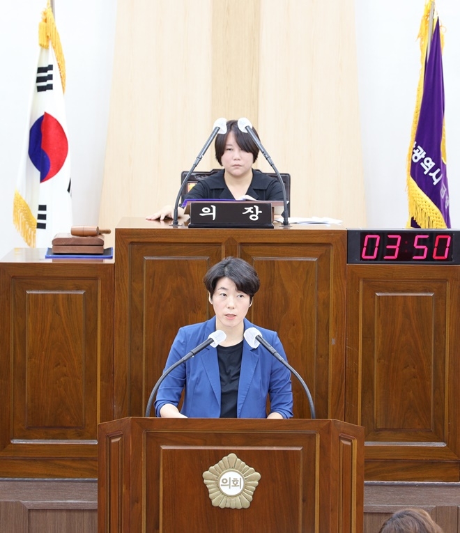 조준영 금정구의원이 5분 발언을 하고 있다.(사진제공=부산 금정구의회)