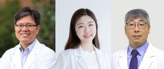 폐암 연구진. 왼쪽부터 하기태 교수, 박원영 박사, 배성진 교수.(제공=부산대)