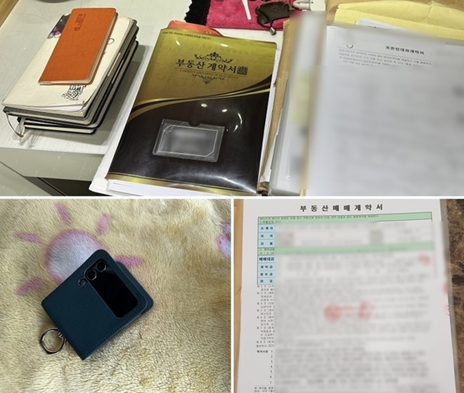 임대차계약서/부동산 매매계약서/압수한 총책 휴대폰.(제공=부산경찰청)