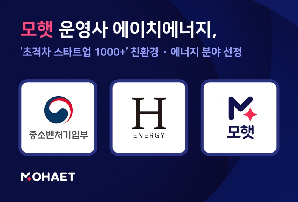 모햇 운영사 에이치에너지, ‘1000+’ 친환경·에너지 분야 선정