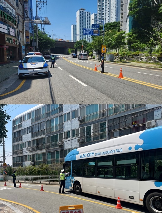 남구 민락수변공원 일대(위사진) /부산진구 가야공원 입구(아래).(제공=부산경찰청)