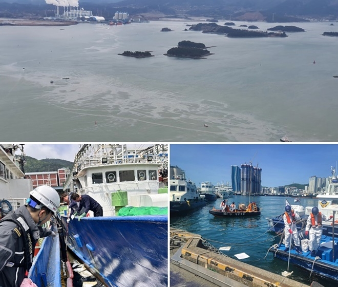 (사진위부터 시계방향)2402 사천 팬호라이즌호 오염사고/2404 부산 북항5부두 해성호_폐유 38리터/2404 부산 자갈치공동어시장 오염/(제공=남해해경청)