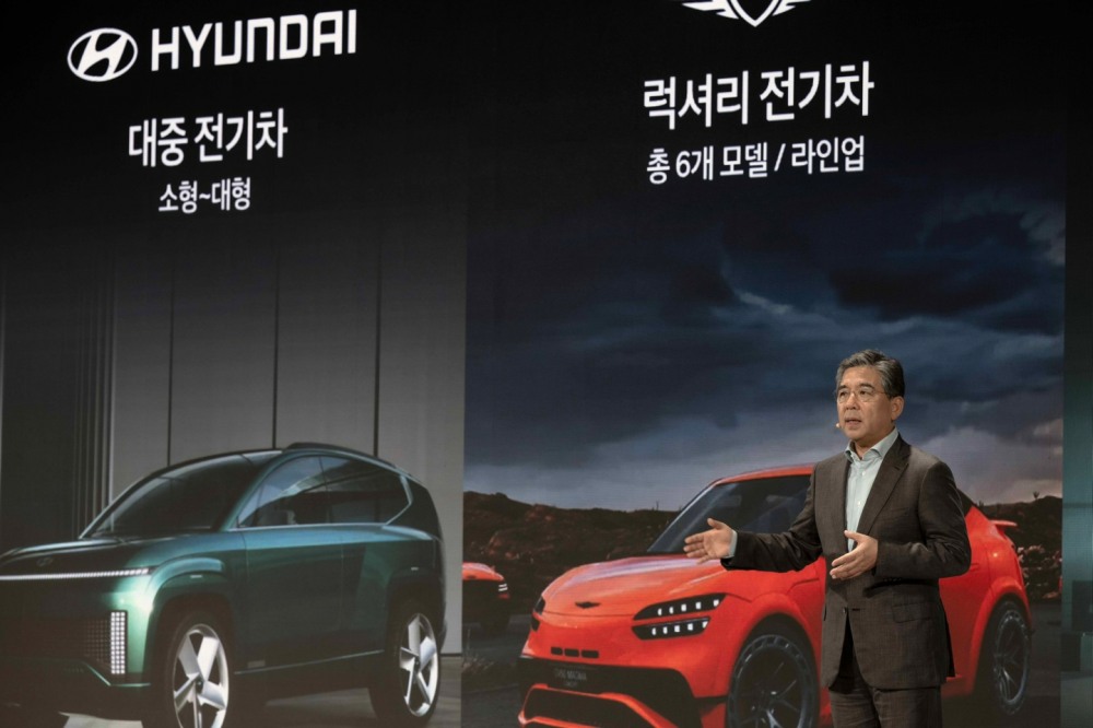 현대차 대표이사 장재훈 사장이 발표하는 모습.(사진=현대자동차)