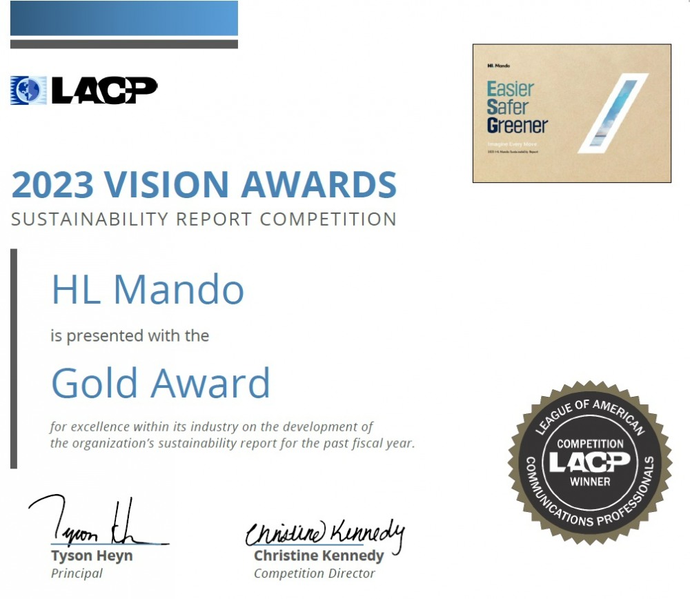 HL만도 LACP 어워즈 상장