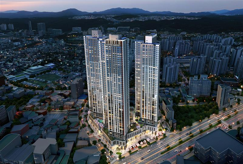번영로 롯데캐슬 센트럴스카이 조감도.(사진=롯데건설)