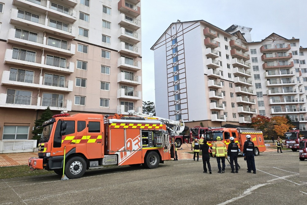 부영그룹 오투리조트 태백소방서 합동 소방훈련.(사진=부영그룹)