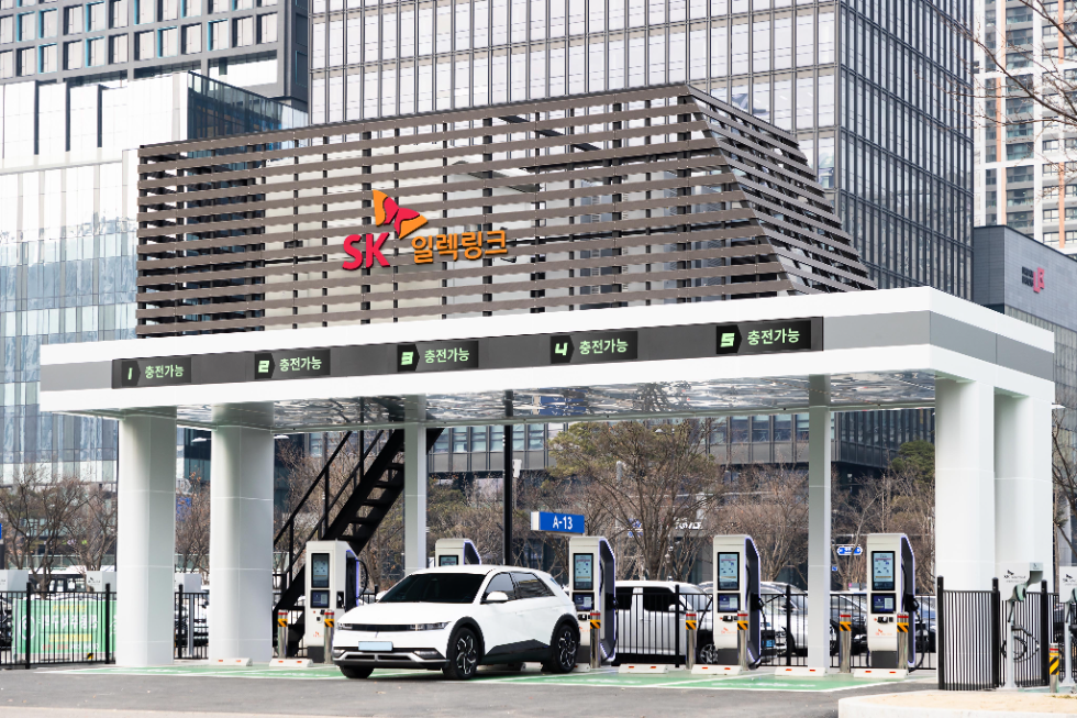 코레일 광명역 주차장에 조성된 SK일렉링크 전기차 충전소 전경. 사진=SK일렉링크