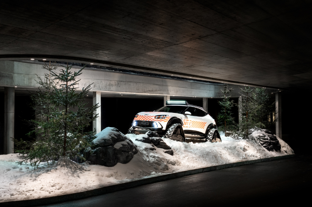 다보스포럼 현장에 전시된 ‘GV60 다목적 험로주행 콘셉트’.(사진=제네시스)